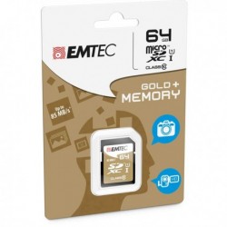 Scheda Memoria SDXC 64 GB Class 10 Gold + EMTEC ECMSD64GXC10GP.