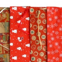 Sacchetto regalo - fantasia Natale assortite - c/ nastro rafia - 26 x 40 cm - carta - Rex Sadoch