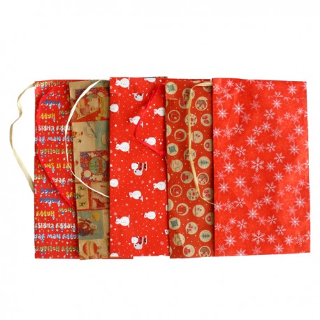 Sacchetto regalo - fantasia Natale assortite - c/ nastro rafia - 36 x 50 cm - carta - Rex Sadoch