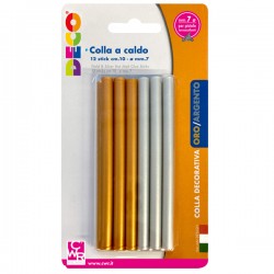 Colle stick per pistole - oro e argento - ø 7mm - lunghezza 10 cm - Deco - conf. 12 pezzi