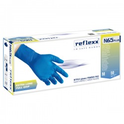 Guanti in nitrile N65 Plus - senza polvere - taglia M - blu - Reflexx - conf. 50 pezzi