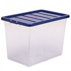 Contenitore multiuso Bankers Box - 38 x 56 x 41 cm - 64 L - PP - con coperchio blu - trasparente - Fellowes
