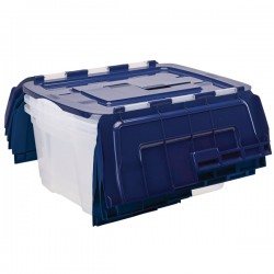 Contenitore multiuso Bankers Box - 43 x 59 x 28 cm - 45 L - PP - con coperchio a cerniera blu - trasparente - Fellowes