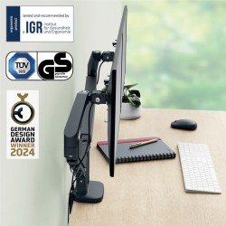 Braccio salvaspazio - per 2 monitor - grigio scuro - Leitz