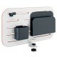 Pannello forato piccolo - per scrivanie compatte Sit-Stand - con portapenne, gancio e portariviste - 42 x 25 x 0,8 cm - grigio c