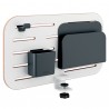 Pannello forato piccolo - per scrivanie compatte Sit-Stand - con portapenne, gancio e portariviste - 42 x 25 x 0,8 cm - grigio c