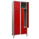 Armadio spogliatoio in metallo salvaspazio - a 2 ante a L - 80 x 50 x 195 cm - grigio/rosso - Fasma