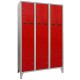 Armadio spogliatoio in metallo salvaspazio - a 6 ante a L - 120 x 50 x 195 cm - grigio/rosso - Fasma
