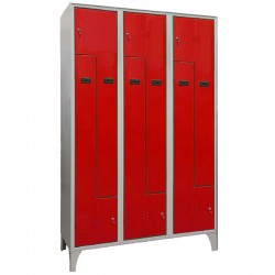 Armadio spogliatoio in metallo salvaspazio - a 6 ante a L - 120 x 50 x 195 cm - grigio/rosso - Fasma