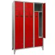 Armadio spogliatoio in metallo salvaspazio - a 6 ante a L - 120 x 50 x 195 cm - grigio/rosso - Fasma