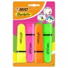 Evidenziatore Flat - punta a scalpello - tratto da 1,2mm-4,6mm - colori assortiti fluo - Bic - astuccio 4 pezzi
