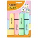 Evidenziatore Flat - punta a scalpello - tratto da 1,2mm-4,6mm - colori assortiti pastel - Bic - astuccio 4 pezzi