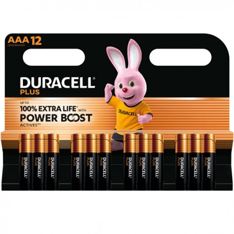 Pila ministilo AAA - 1,5V - Plus Powerboost - MN2400 - Duracell - blister 12 pezzi