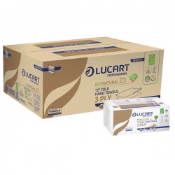 Asciugamani piegati a Z EcoNatural Plastic Free - 17 gr - 23,5 x 21,5 cm - goffratura corda - avana - Lucart - pacco da 198 pezz