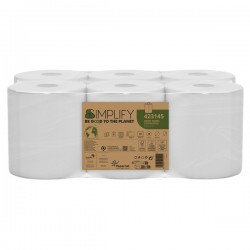 Asciugamani in rotolo Centrefeed Simplify - 19,6 cm x 90 m - diametro 18,5 cm - 17,5 gr - 450 strappi - 2 veli - bianco - Papern