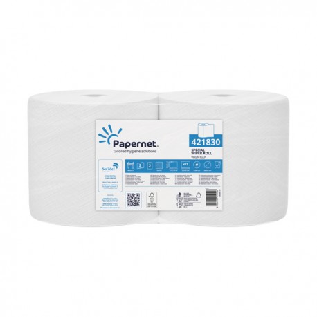 Bobina asciugatutto - 2 veli - goffratura a onda - diametro 26 cm - 19,5 gr - 23,4 cm x 112,1 mt - bianco - Papernet