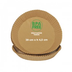 Vaschette cartaforno per friggitrice ad aria - in busta - diametro 20 cm - altezza 4,5 cm - avana - Perfetto Kitchen - conf. 25 