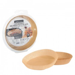 Vaschette cartaforno per friggitrice ad aria - in astuccio - diametro 20 cm - altezza 4,5 cm - avana - Perfetto Kitchen - conf. 