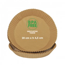 Vaschette cartaforno per friggitrice ad aria - in astuccio - diametro 20 cm - altezza 4,5 cm - avana - Perfetto Kitchen - conf. 