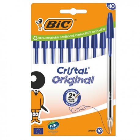Penna a sfera Cristal - punta media 1,0mm - blu - Bic - conf. 10 pezzi