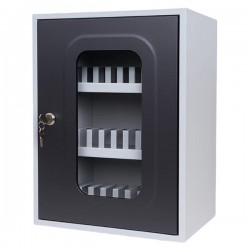 Cassetta portacellulare con anta trasparente - 30 posti - 30 x 23 x 40cm - grigio - Metalplus