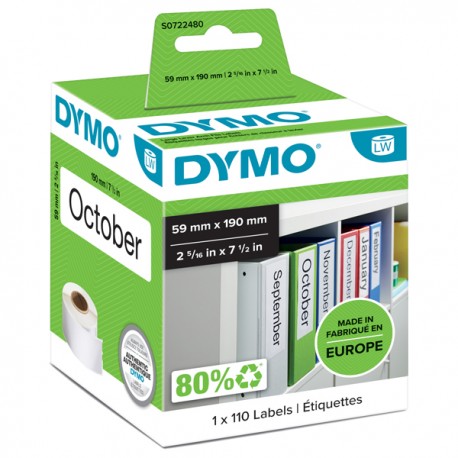 Rotolo 110 etichette LW 990190 - 59 x 190 mm - carta - registratore grande - bianco - Dymo