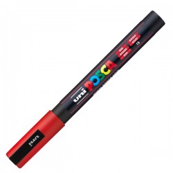 Marcatore a base d'acqua Uni Posca PC3M - punta fine da 0,9mm a 1,3mm - rosso - Uni Mitsubishi