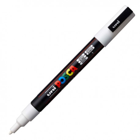 Marcatore a base d'acqua Uni Posca PC3M - punta fine da 0,9mm a 1,3mm - bianco - Uni Mitsubishi