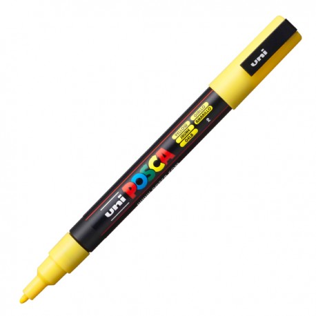 Marcatore a base d'acqua Uni Posca PC3M - punta fine da 0,9mm a 1,3mm - giallo - Uni Mitsubishi