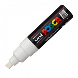 Marcatore a base d'acqua Uni Posca PC8K - punta large a scalpello 8,0mm - bianco - Uni Mitsubishi