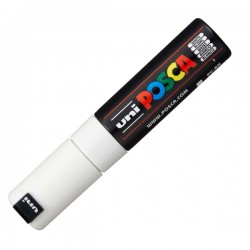 Marcatore a base d'acqua Uni Posca PC8K - punta large a scalpello 8,0mm - bianco - Uni Mitsubishi