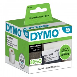 Rotolo 300 etichette LW S0929100 - 51 x 89 mm - carta - non adesiva - per badge - bianco - Dymo