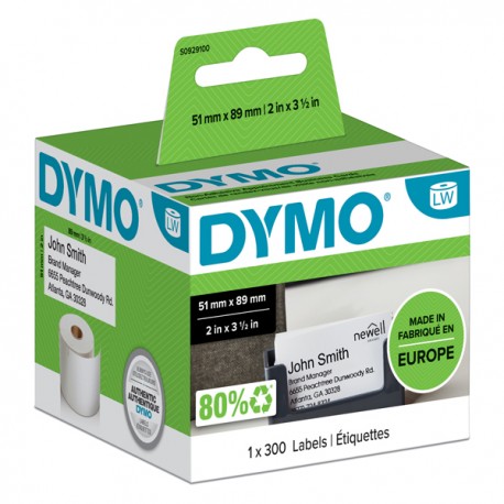 Rotolo 300 etichette LW S0929100 - 51 x 89 mm - carta - non adesiva - per badge - bianco - Dymo