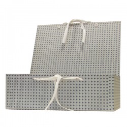 Scatola archivio in legno - con fettuccia - 38 x 27 cm - dorso 12 cm - grigio - Brefiocart