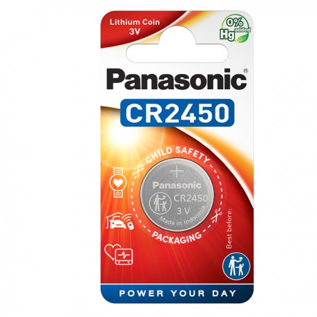 Micropila CR2450 - 3V - a pastiglia - litio - Panasonic - blister 1 pezzo