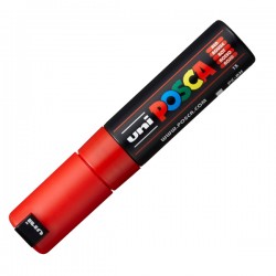 Marcatore a base d'acqua Uni Posca PC8K - punta a scalpello 8,0mm - rosso - Uni Mitsubishi