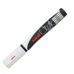 Marcatore a gesso liquido Uni Chalk Marker - punta tonda da 1,80 - 2,50 mm - bianco - Uni Mitsubishi