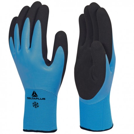 Guanti da lavoro VV736 - poliammide - palmo e dorso in lattice - taglia 10 - blu chiaro - Deltaplus