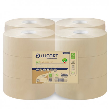Carta igienica EcoNatural Mini Jumbo - 9,1 cm x 150 mt - 15,5 gr - diametro 18 cm - Lucart