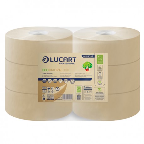 Carta igienica EcoNatural Maxi Jumbo - 9,1 cm x 300 mt - 15,5 gr - diametro 24,5 cm - Lucart