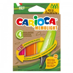 Evidenziatore Memolight Eco Family - colori assortiti - Carioca - scatola 4 pezzi
