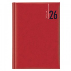 Agenda giornaliera 2026 - copertina in carta imbottita - 17 x 24 cm - rosso