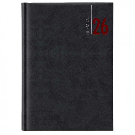 Agenda settimanale 2026 - copertina in carta imbottita - 17 x 24 cm - nero
