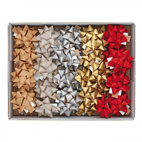 Stelle di nastro ecocolor - 20 mm x diam. 9 cm - fantasie assortite natale - Brizzolari - conf. 36 pezzi