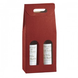 Scatola - 2 bottiglie - 18 x 9 x 38,5 cm - cartone seta - bordeaux - Scotton