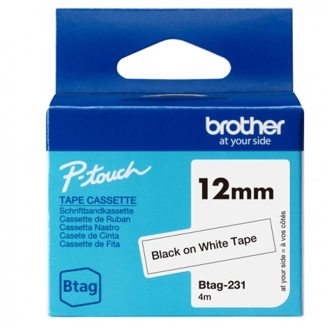 Brother - Nastro - Nero/Bianco - BTAG231 - 12mm x 4mt