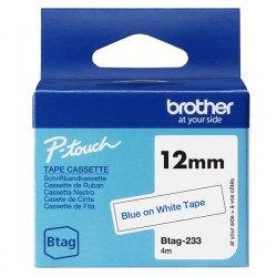 Brother - Nastro - Blu/Bianco - BTAG233 - 12mm x 4mt
