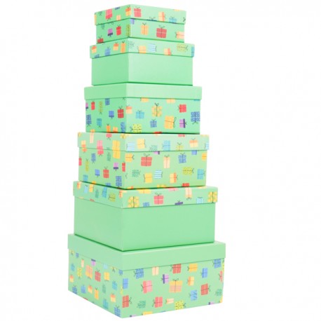 Set scatole regalo - dimensioni assortite - fantasia Memento - conf. 6 pezzi