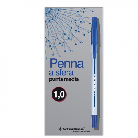 Penna a sfera con cappuccio - punta media 1,0mm - blu - Starline - conf. 50 pezzi