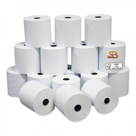 Rotolo registratore cassa - 57,5 mm x 20 m - diametro esterno 50 mm - anima 12 mm - 60 gr - carta pura cellulosa - Sabacart - bl
